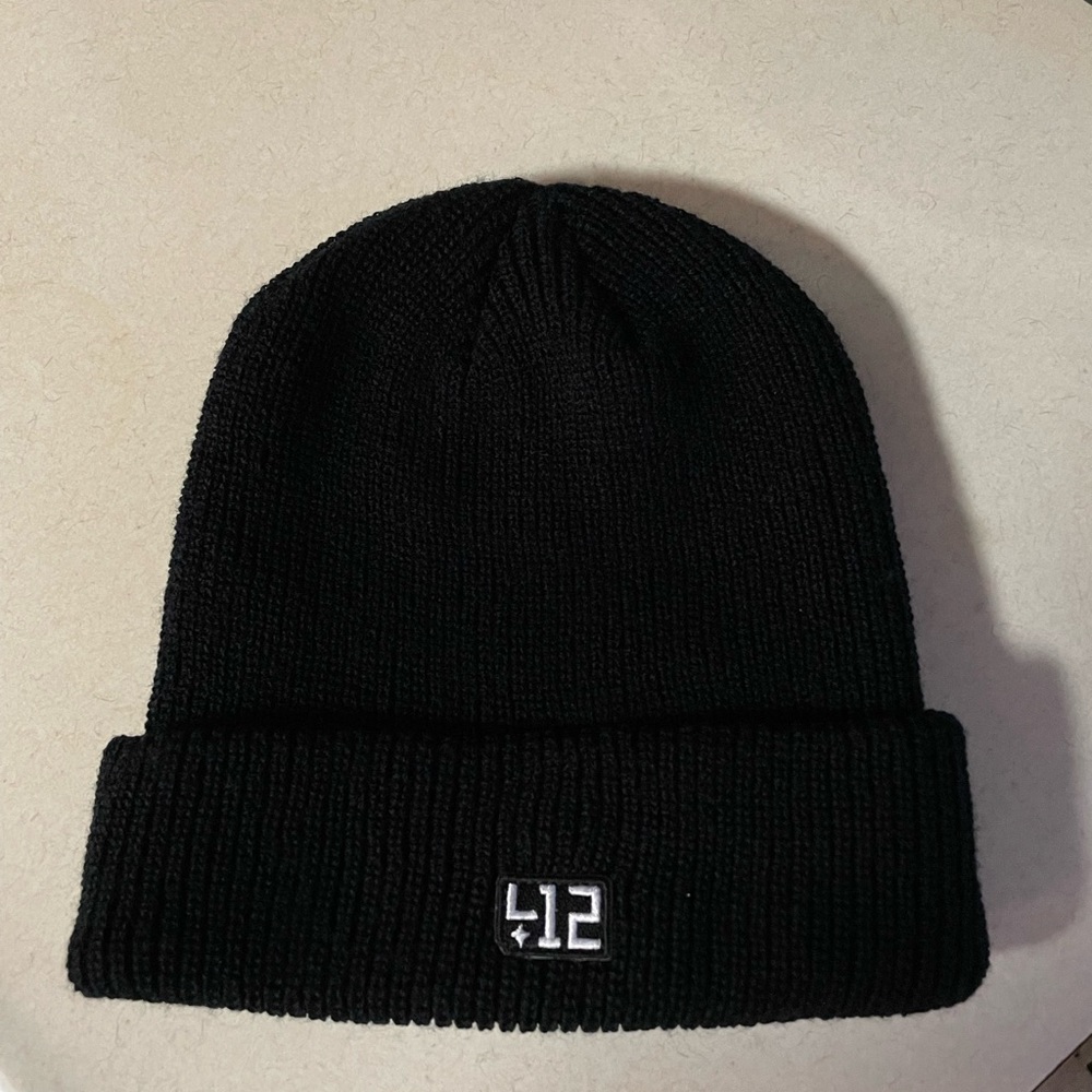 Shop 412 black ribbed knit beanie